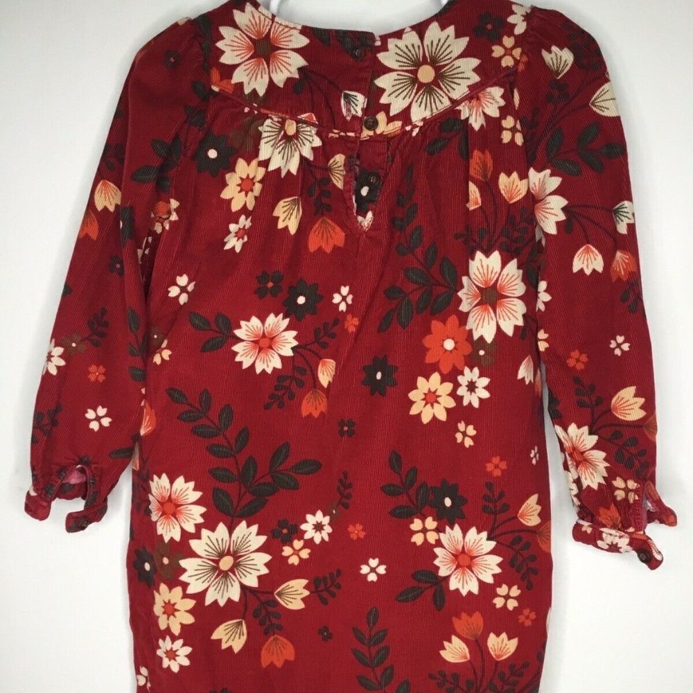 VTG Baby Gap Toddler Girls Red Floral Velvet Dress Size 3T